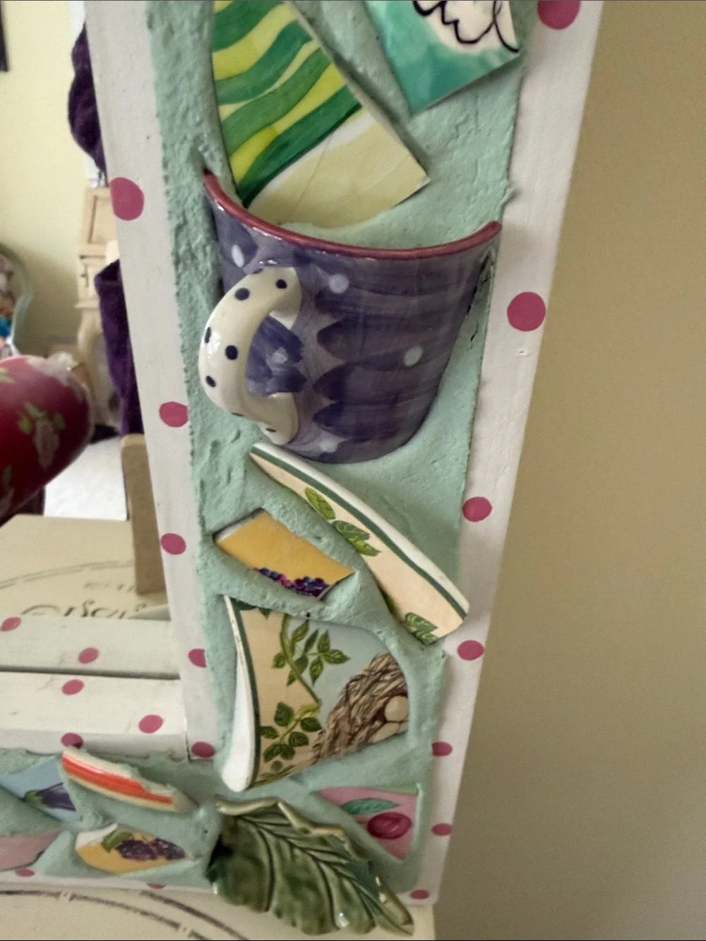 Pastel Green & Pink Mosaic Decorative Wall Mirror